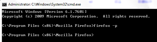 输入firefox -p命令