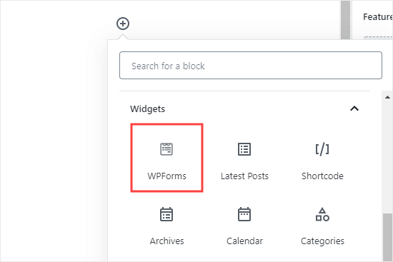 Adding the WPForms block to your page or post