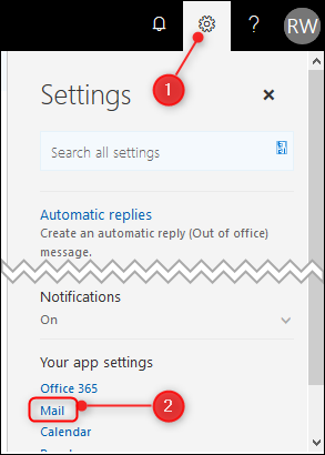 The classic Outlook settings