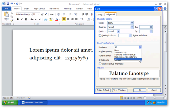office2010字体包_在Office 2010中使用高级字体连字-CSDN博客