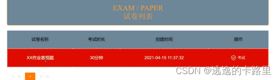 图5-4 试卷列表界面图
