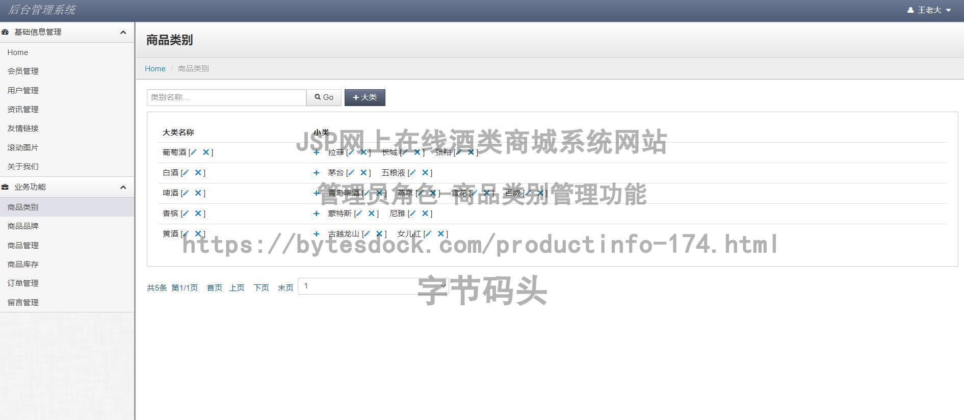 管理员角色-商品类别管理