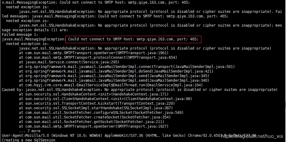 mailconnectexception while sending mail using java... javax.mail.MessagingException:Could not connect to SMTP host: smtp.qiye ...