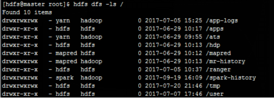 查看hdfs根目录下的文件列表