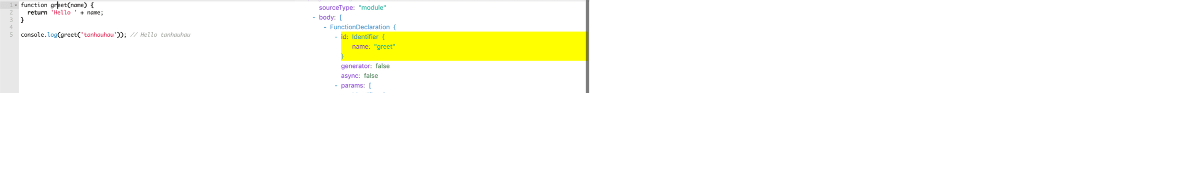 选择左侧的代码就可以看到右侧对应AST高亮显示