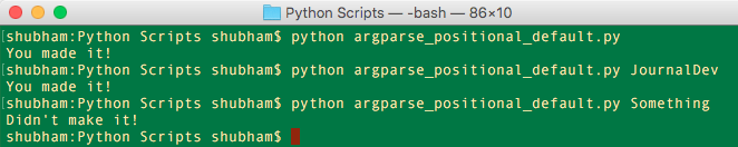 python argparse positional argument default values