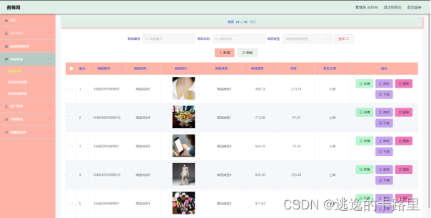 图5.3 商品信息管理页面