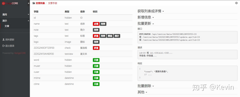 接口文档界面