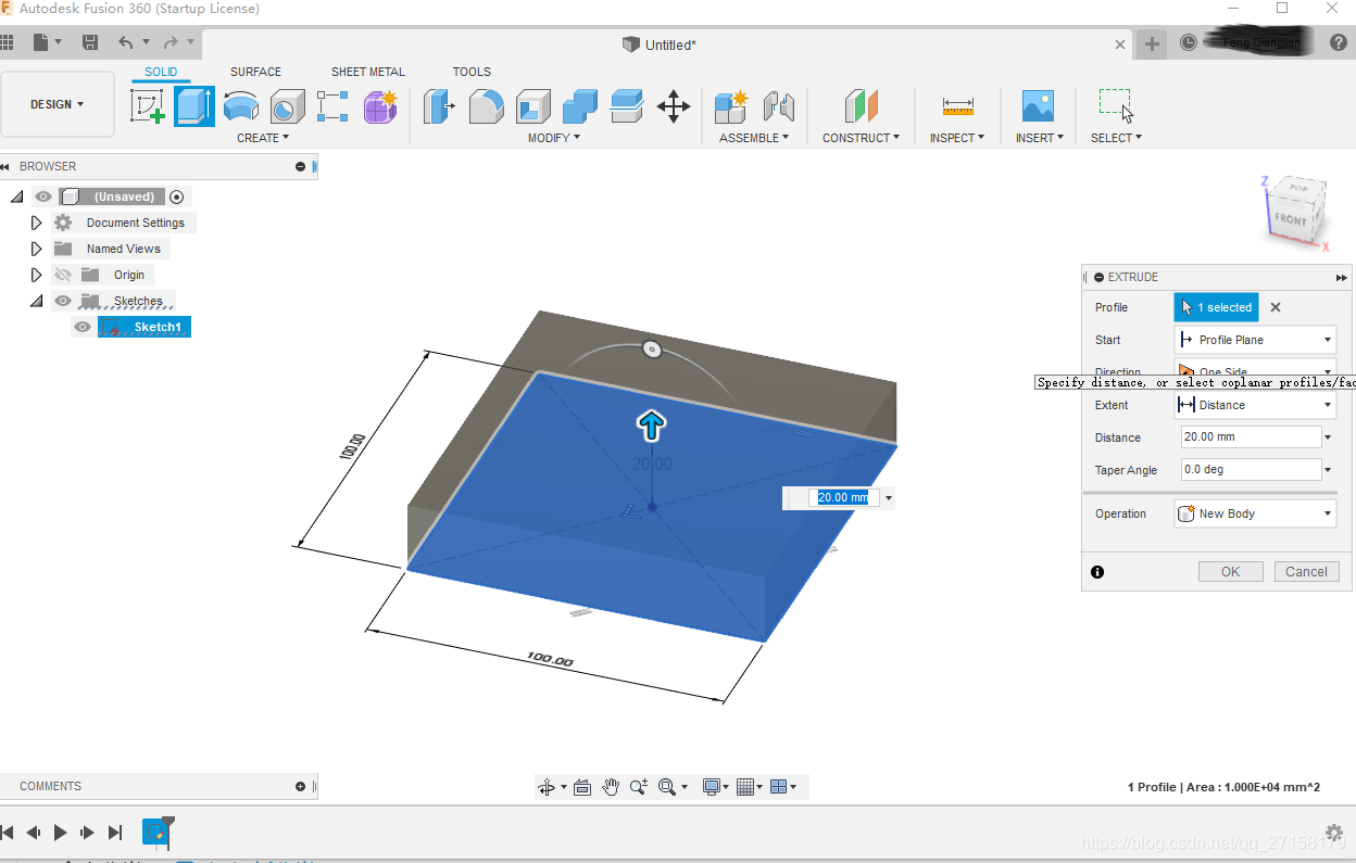 Autodesk Fusion 360建立第一个模型_fusion 360 方形孔-CSDN博客