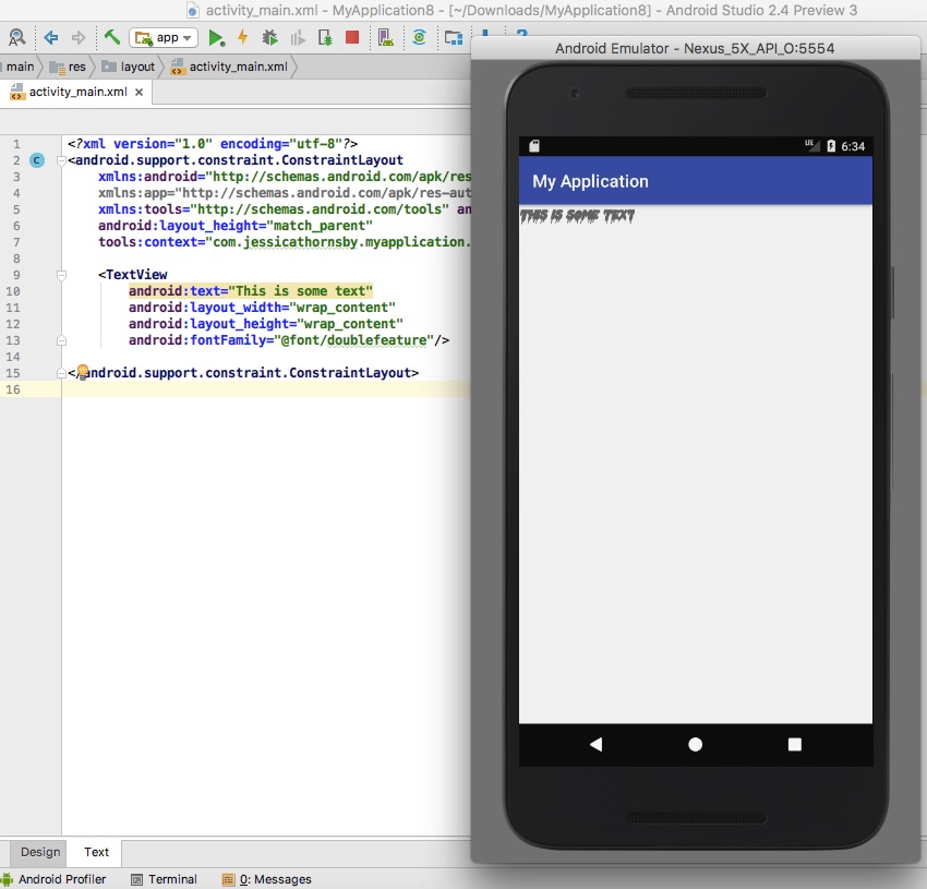在Android O AVD上测试自定义字体