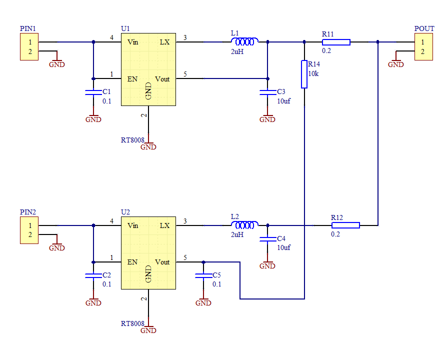  使得两个芯片输出电流始终保持一致.