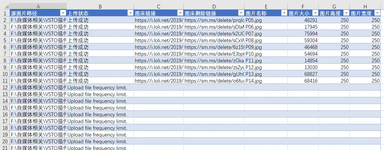 返回的结果清单