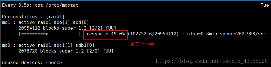 查看raid1的状态