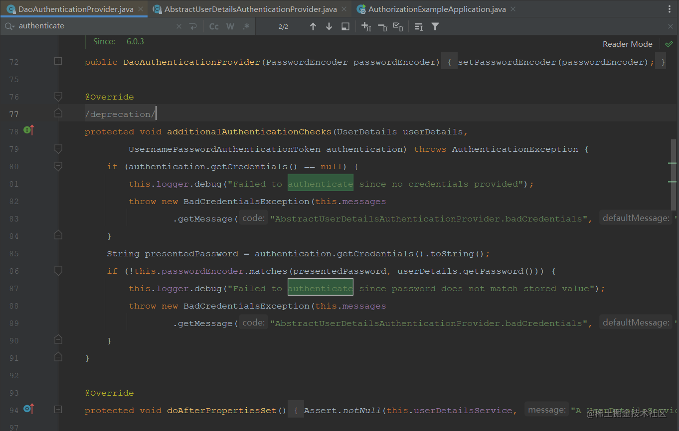DaoAuthenticationProvider搜索authenticate方法