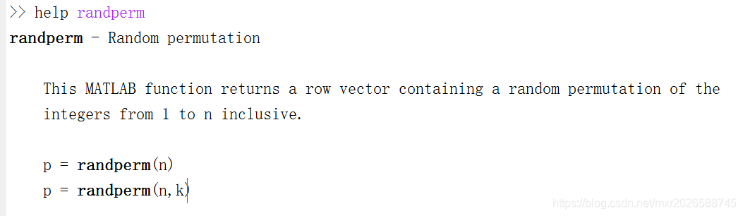 matlab实现1：n整数的一个随机排列_matlab (1:n)-CSDN博客