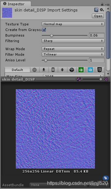 The normal map for the skin pore detail