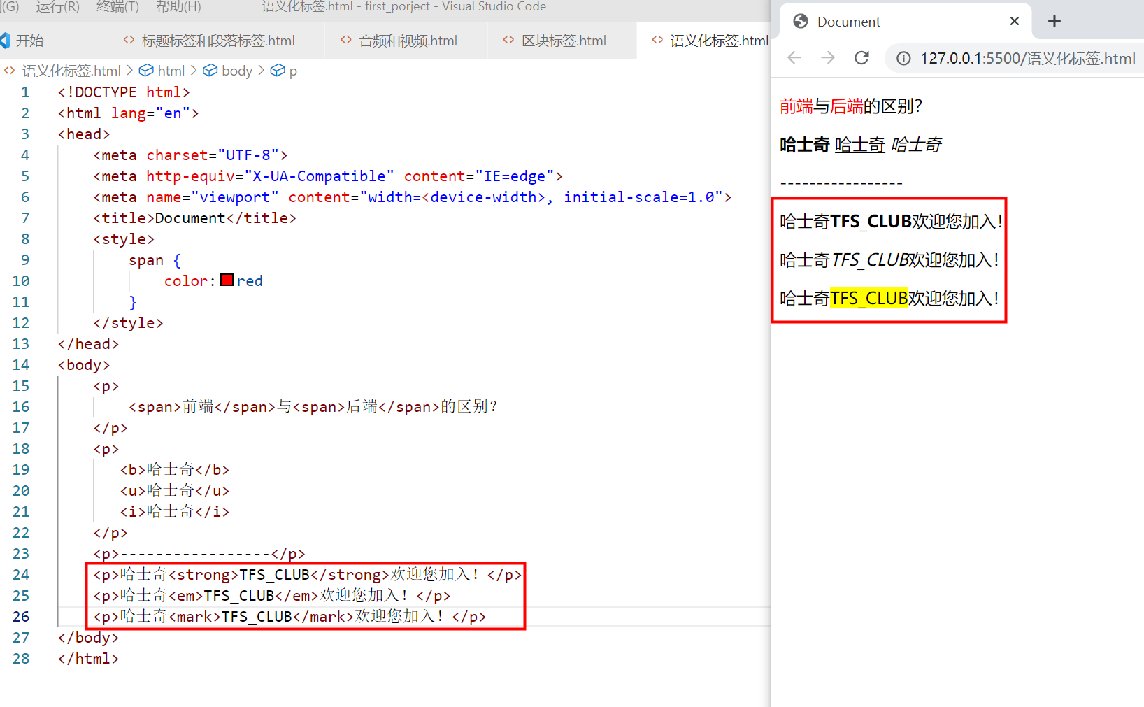 〖大前端 - 基础入门三大核心之 html 篇⑫〗- 区块标签与小语义标签_mark strong em-CSDN博客
