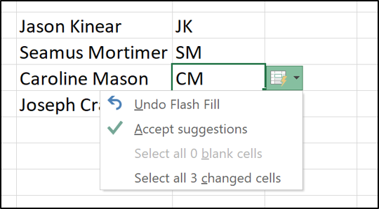 Undo Flash Fill behaviour