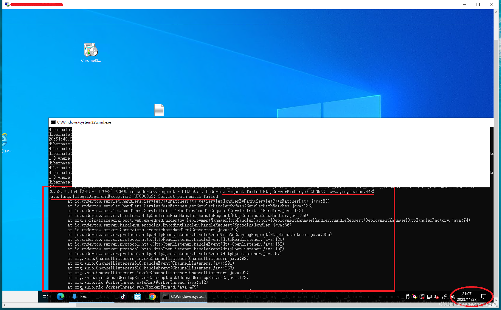 java.lang.IllegalArgumentException UT000068 Servlet path match failed