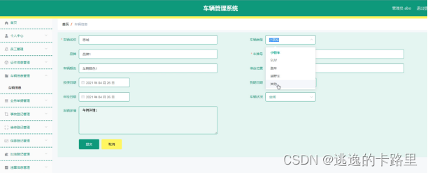 图5.3 车辆信息管理界面