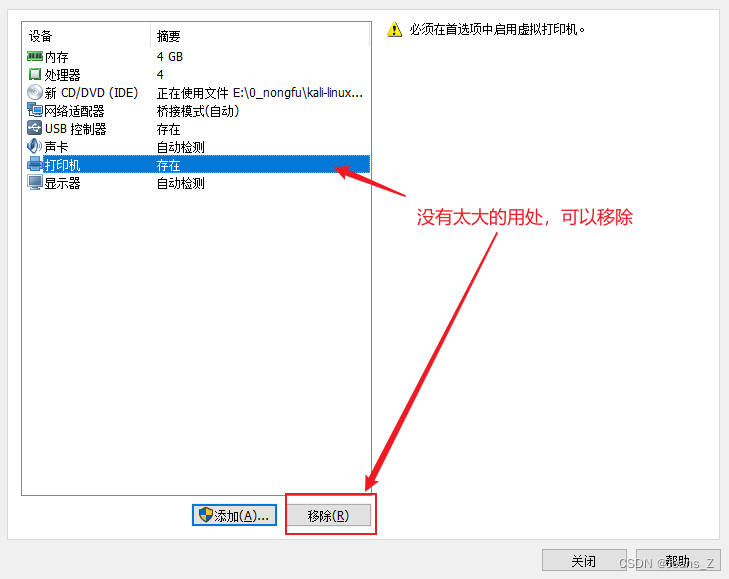 虚拟机的硬件-打印机