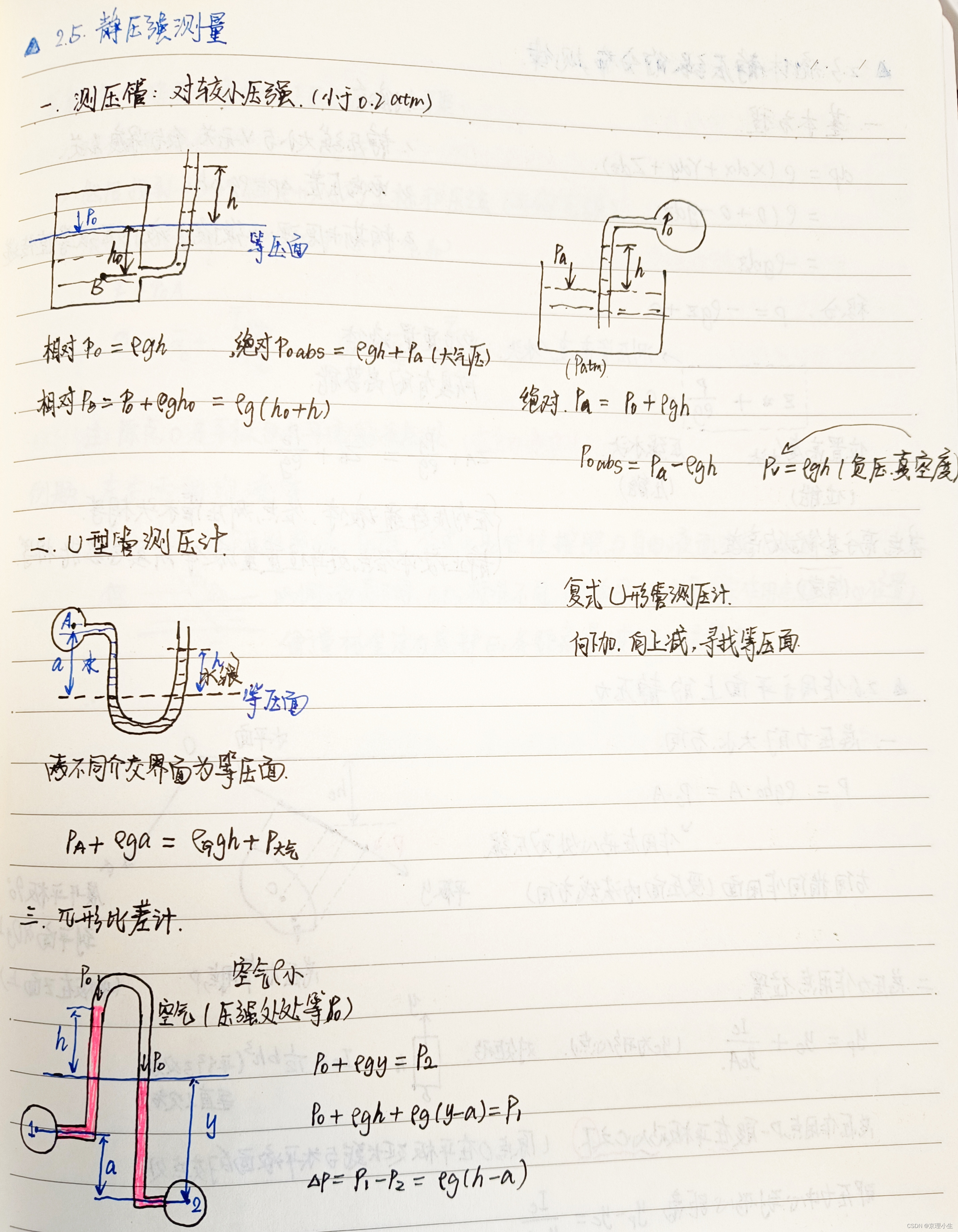 BIT工程流体力学基础——第二章 学习笔记+公式总结+习题参考-CSDN博客