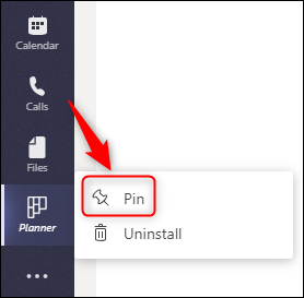 The "Pin" option on the context menu.