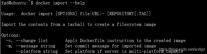 docker import命令格式