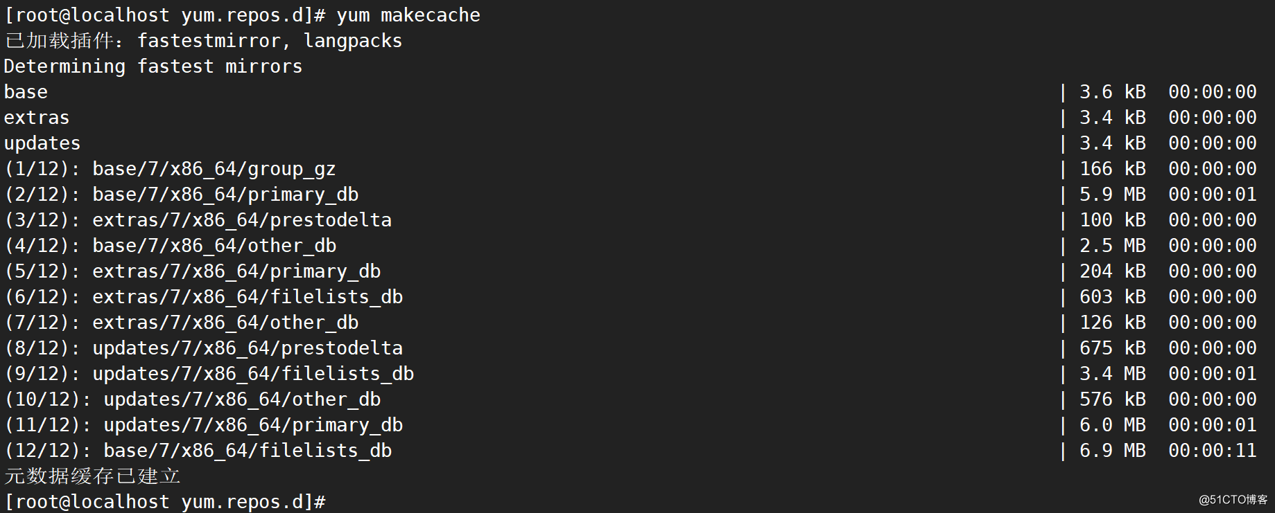 Centos7更新yum源