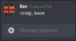 The leave command on a Discord server using the Craig recording bot