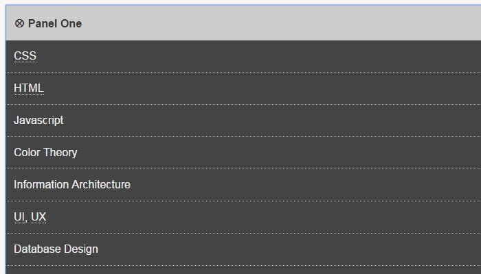 responsive dark accordion content menu