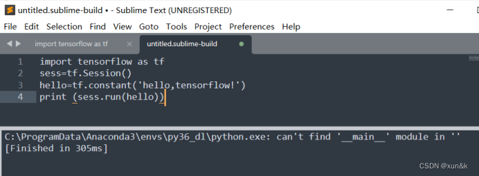 python Sublime_Text报错 C:\ProgramData\Anaconda3\envs\py36_dl\python.exe: can‘t ...