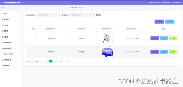 图5.2 新闻资讯信息管理页面