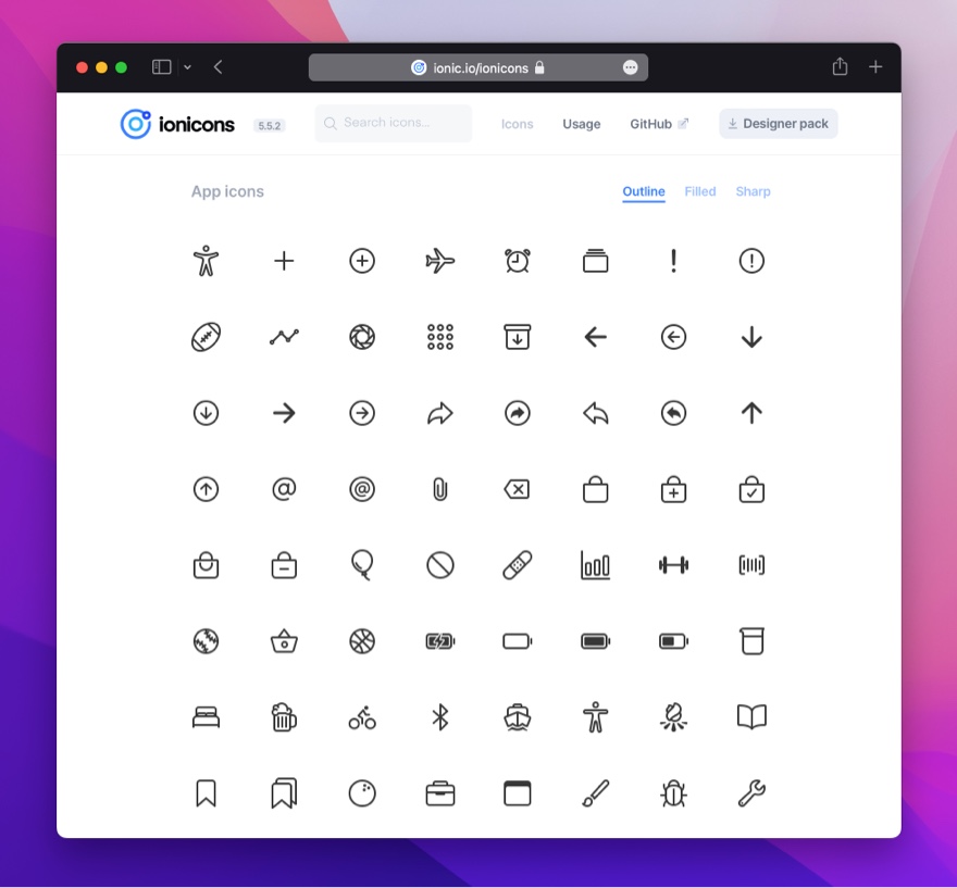 Ionicons 线框风格