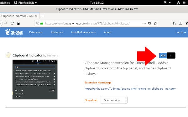 GNOME extension toggle
