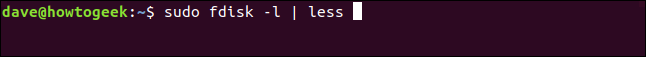 fdisk -l in a terminal window