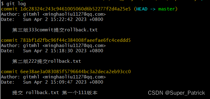 git log