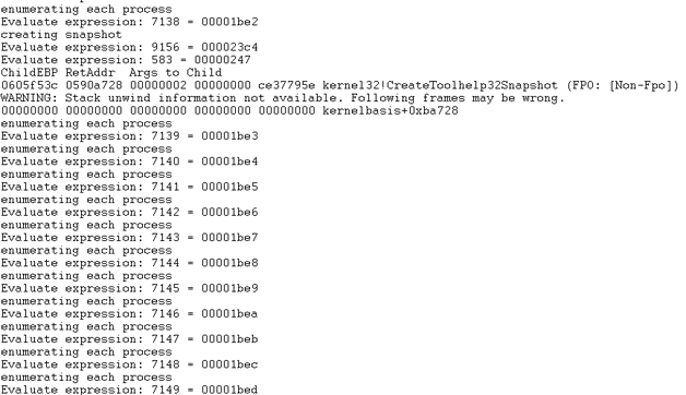 图11 反复调用Process32NextW API