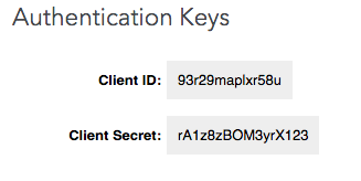 API Key and Secret Key example