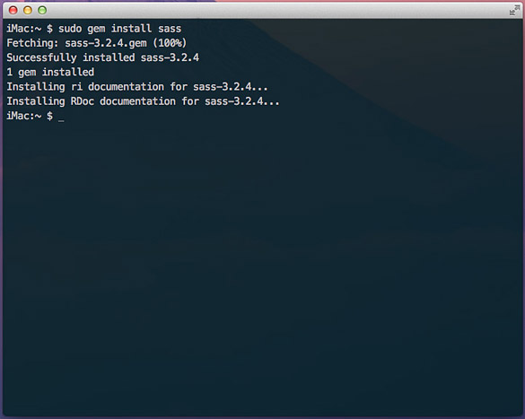 Sass gem安装的终端输出