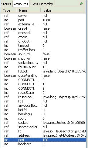 Screen shot showing the Inspector view for a Socket Impl object