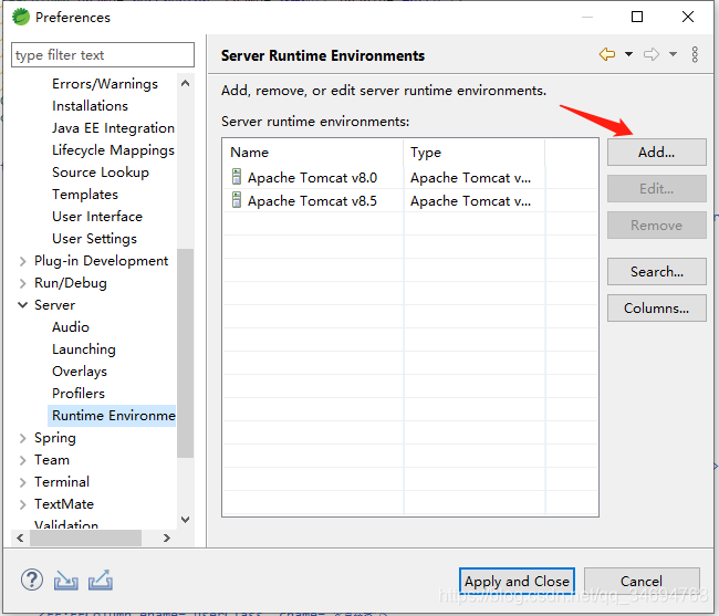 点击Add进行配置