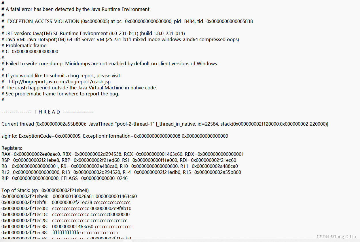 Java虚拟机崩溃，出现Problematic frame: # C 0x0000000000000000-CSDN博客