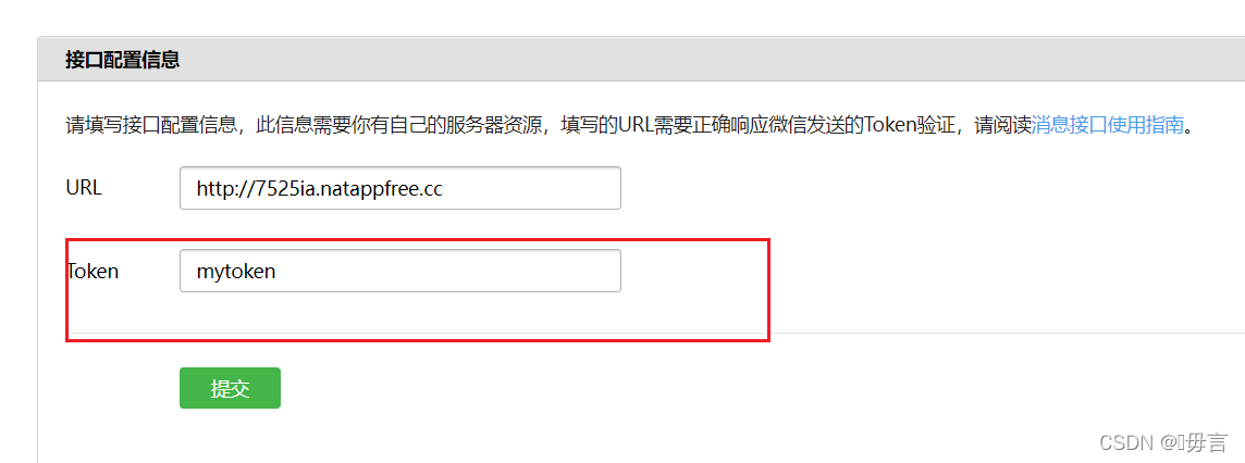 接口配置信息的token