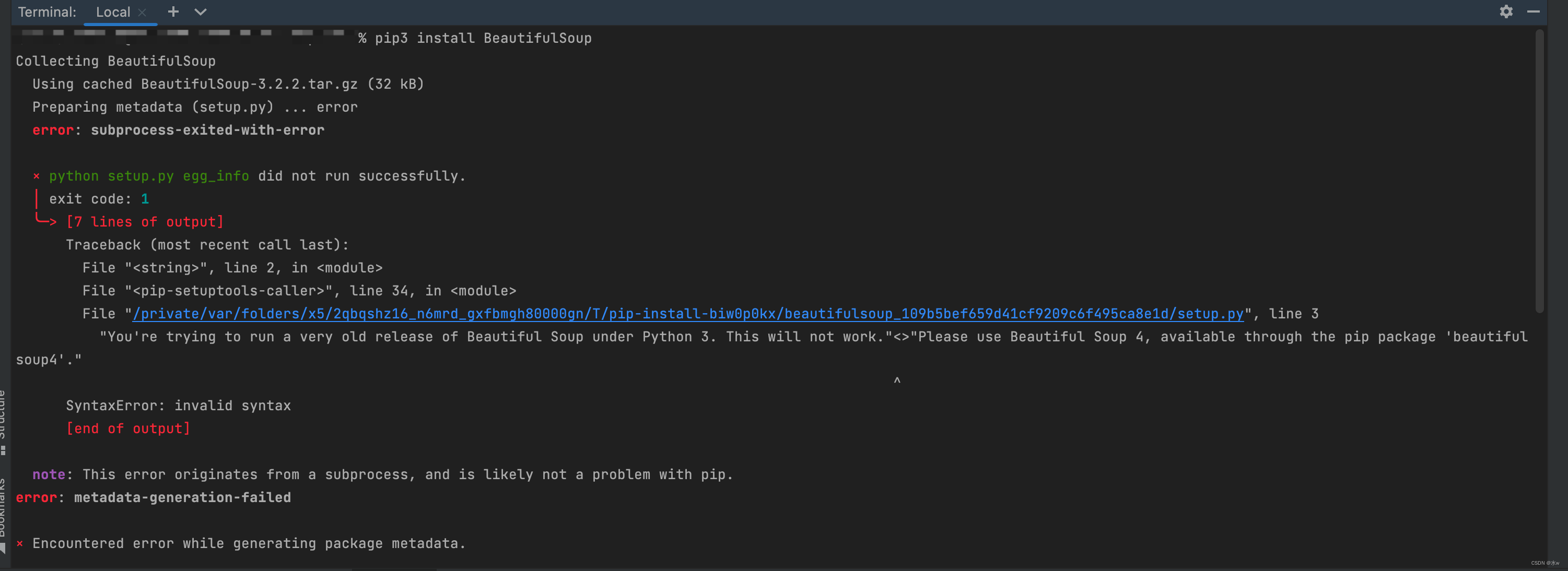 python pip._vendor.urllib3.exceptions.ReadTimeoutError ...