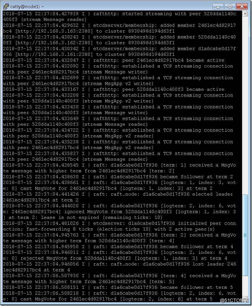 图3-节点node1上etcd容器运行日志3