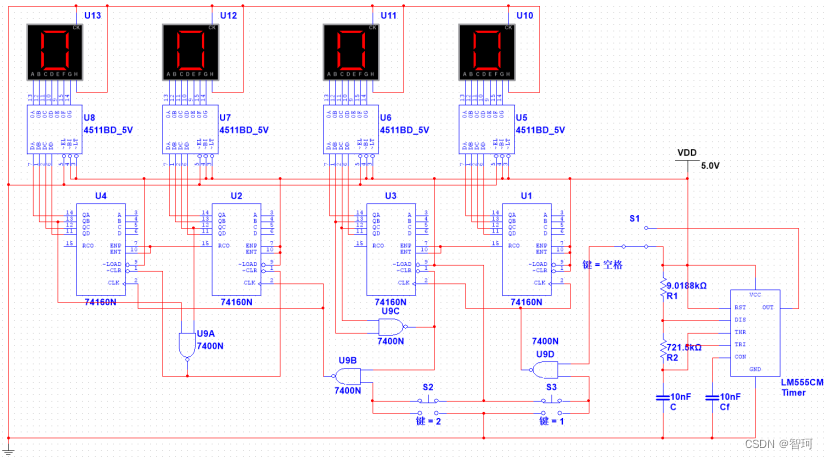使用74160实现电子钟设计与Multisim仿真的实验教程,-CSDN博客