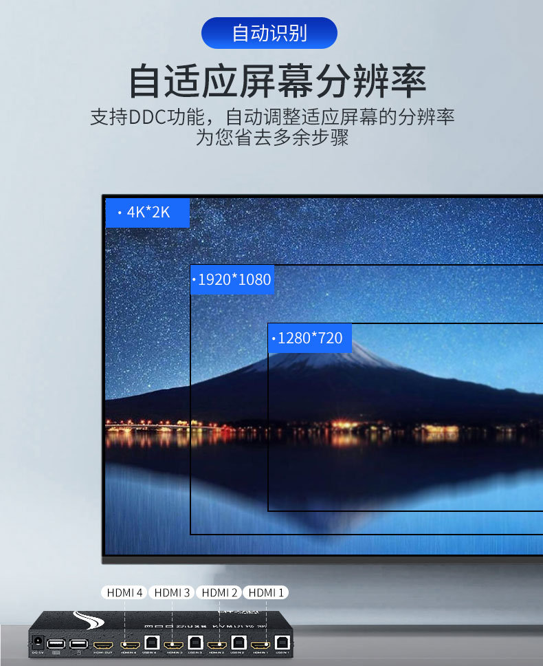 迈拓维矩工业级4进1出HDMI KVM多电脑切换器详情