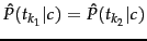 $ \hat{P}(\tcword_{k_1}\vert c) = \hat{P}(\tcword_{k_2}\vert c) $