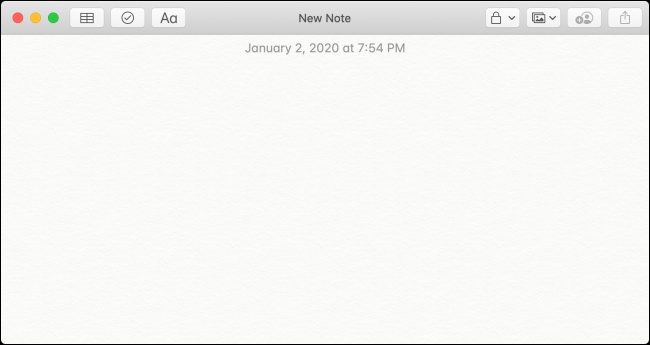 A blank "New Note" in the Notes app.